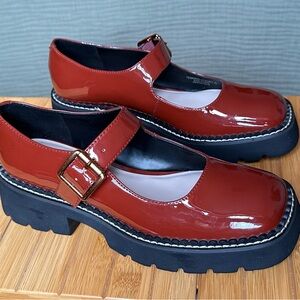 Women's Red Patent Leather Mary Jane Shoes
